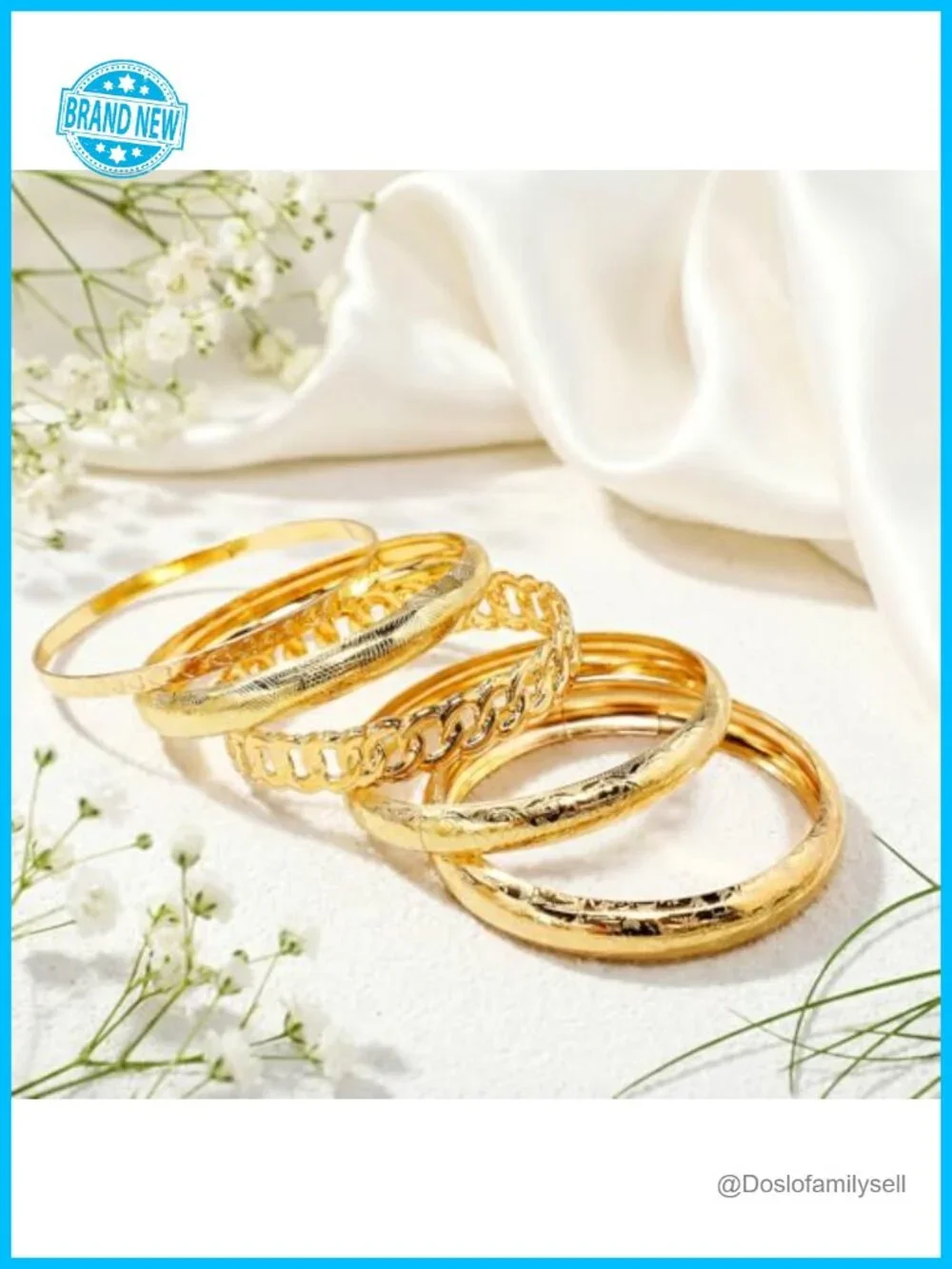 50 Pcs Gold Plated Multi Stackable Bangle Bracelets Set for Women